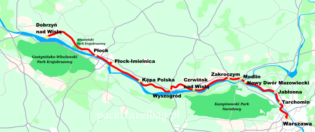 Mazowiecka Droga św. Jakuba - mapka szlaku